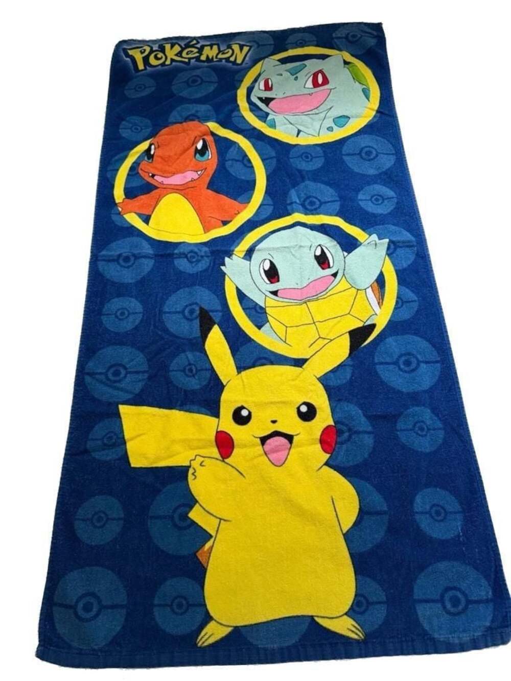 Nintendo Pokemon Character Beach Towel featuring Pikachu, Charmander, Squirtle